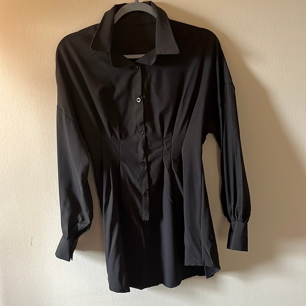 black button down dress